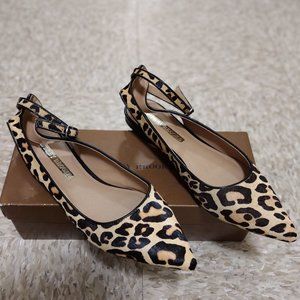 AUDREY BROOKE CALF HAIR ANKLE STRAP FLATS